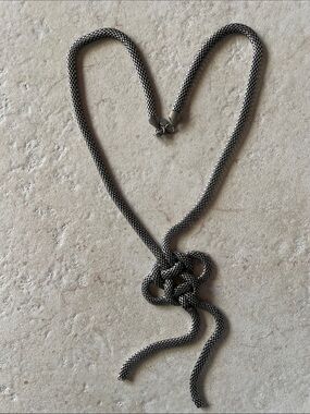 Braided Rope Knot  mesh Necklace in Black and Silver